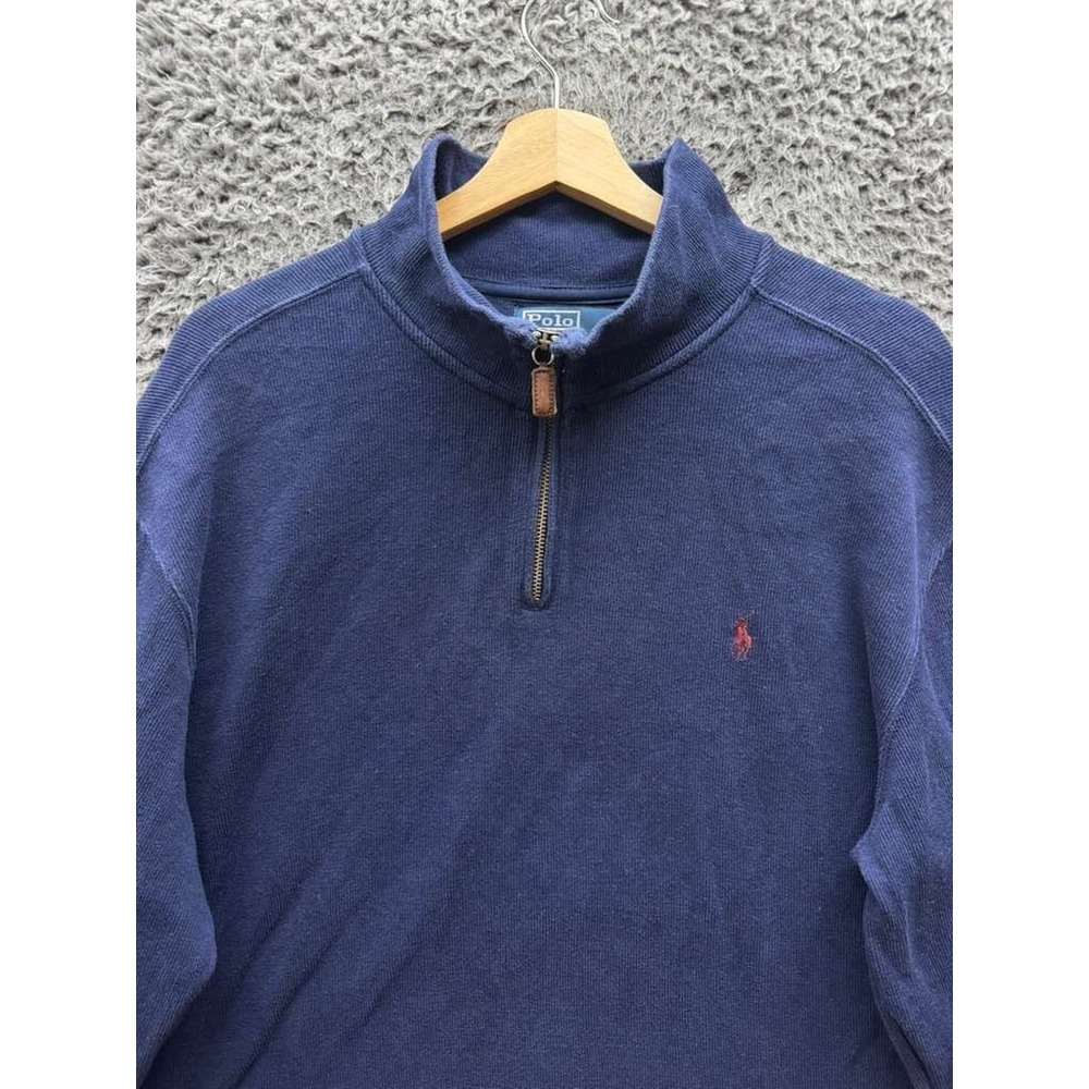 Polo Ralph Lauren Estate-Rib Quarter Zip Pullover Sweater Navy Blue Mens Size XL - Picture 3 of 10